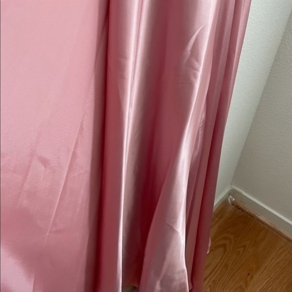 Blondie Nites Halter Neck Lace-Up Back Side Slit Satin Long Dress - Picture 4 of 11